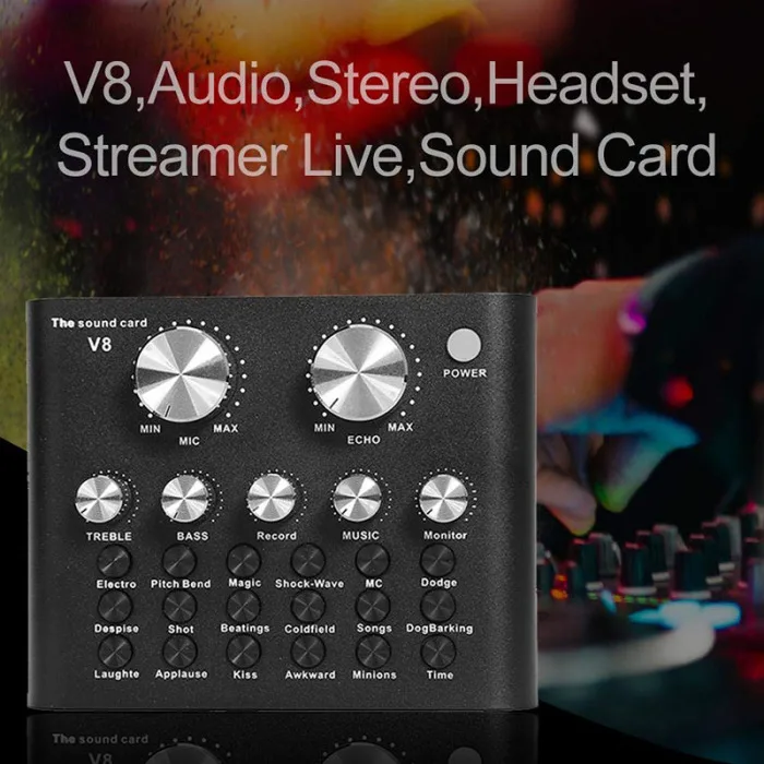 V8 Mobile Phone Desktop Sound Card DSP Chip 12 Sound Effects Eliminate Original Sound Card JFlyer