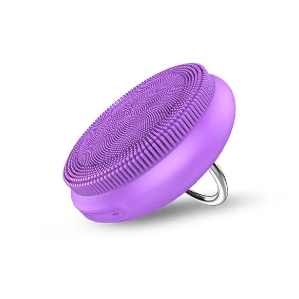 purple Электрическая Очищающая щетка для лица, силиконовая вибрация, мини очищающее средство, глубокое очищение пор, массаж кожи, щетка для лица, дропшиппинг - Цвет: purple