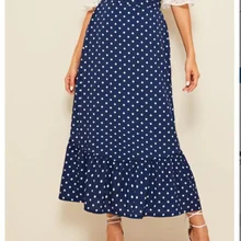 Новое темно-синее модное платье для женщин, шифоновые юбки с оборками, длинные юбки