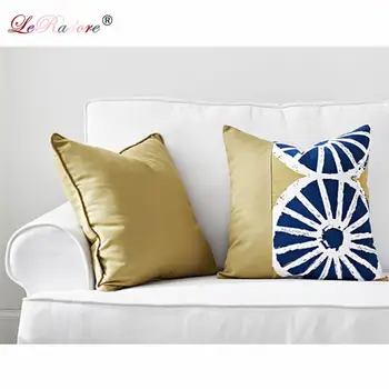 

LeRadore Mediterranean Custom Endless Pure Cotton Cushion Cover Pillow Cover without Filling Bolster Throw Home Decor 45*45cm