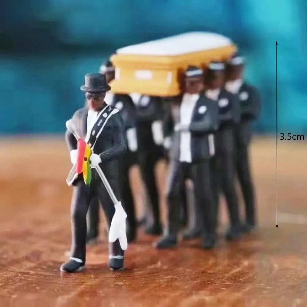 

1:64 High Simulation Plastic Ghana Funeral Coffin Dancing Pallbearer Team Model Exquisite Workmanship Action Figure Car Decor