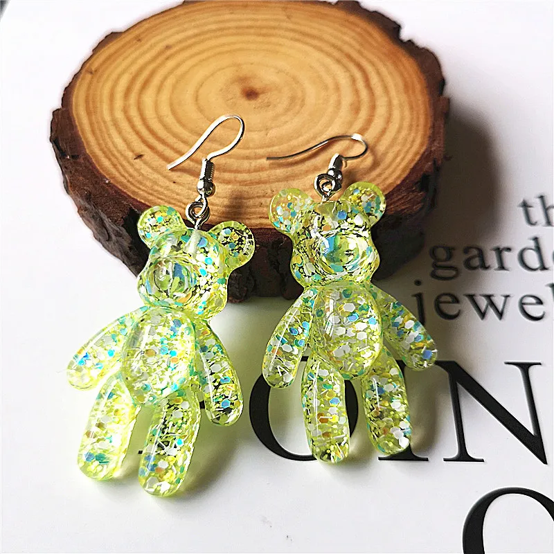 Nuovo Design Coreano Gioelleria Raffinata E Alla Moda Della Resina Ciondola Gli Orecchini Orecchini A Pendaglio Di Scintillio Variopinto Gummy Bears O