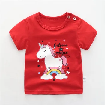 

Newborn Baby Kids T Shirts for Girls Boys Tshirt Summer Cotton Cartoon Unicorn Printing Tops T-shirt Children's Clothes