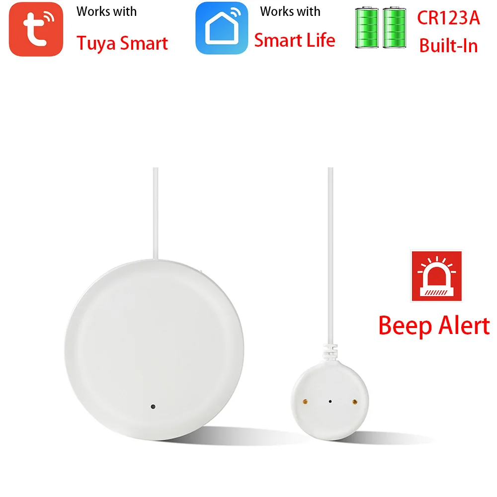Беспроводной датчик утечки воды Tuya Wi-Fi Смарт-датчик с звуковым оповещением |