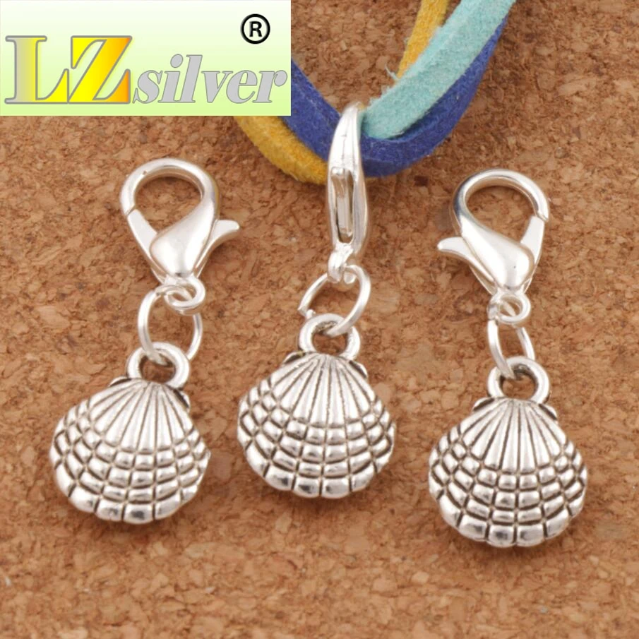 Shell Lobster Claw Clasp Charm Beads 26.8x9.9mm 100pcs zinc alloy Jewelry DIY C1175