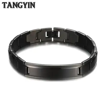 

TANGYIN Punk Healthy Energy Bracelet Stainless Steel Elastic Health Balance Tourmaline Germanium Bracelet Men Care Jewelry Gift