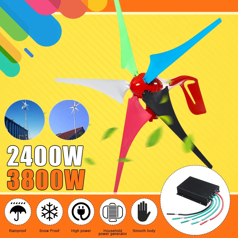

4000W 5000W Home Wind Turbine Generator 5 Blade 12V/24V Wind Generator For Household Streetlight+Controller Mounting Accessories