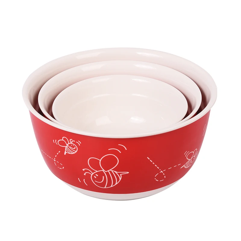 Set of ceramic salad-bowls with lids Oursson BS4087RC/RD of a series CERAMMIC& SILICONE