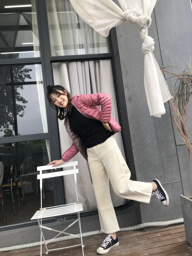 New Style Autumn And Winter Warm Slim Fit Slimming Stand Collar Double-sided Wear Thin down Jacket Women's Short Coat Rever