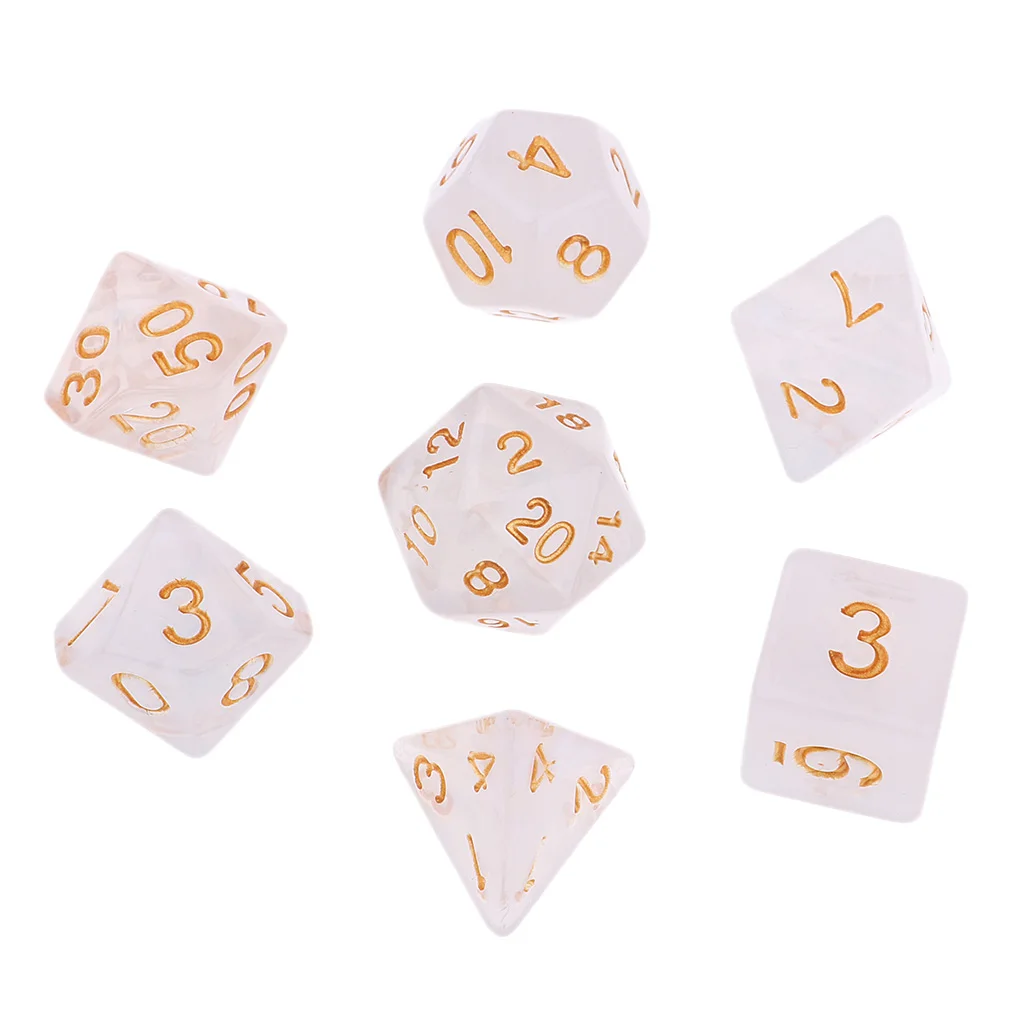 Pack of 7 Gem Acrylic Polyhedral Dice for Dungeons and Dragons D4 Dice Cup Games 1.6cm Length for Dice Game Lovers