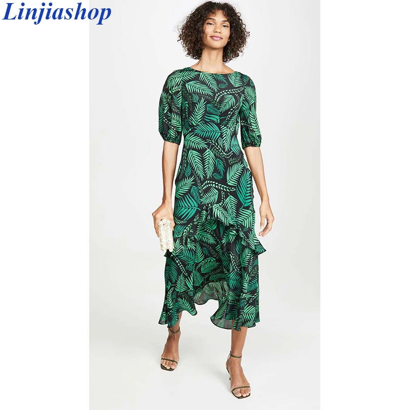 Linjiashop, винтажное богемное макси платье, женское, круглый вырез, короткий рукав, цветочный принт, этническое, лето, осень, Пляжное, для вечеринки, стильное