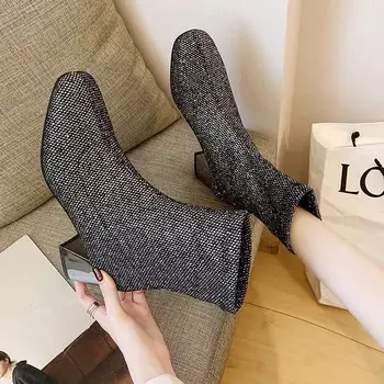 

High quality new women's shoes of Chinese brand, women's boots with fashionable middle tube, warm and plush, 2 colors