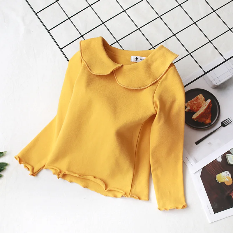 Spring Autumn Girls T Shirt Cotton Tops For Kids Candy colors Children Shirts Long Sleeve Baby Blouse Toddler Bottom Clothing