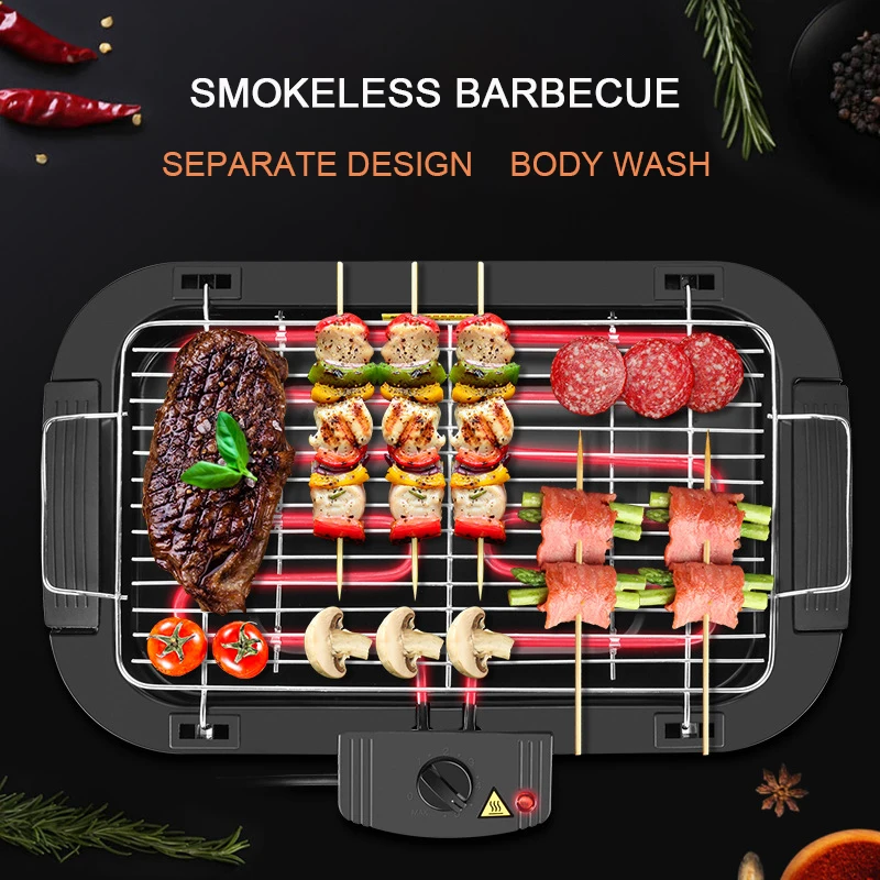 

Household Electric Grill Cooking Tool Portable Multi-Function Grill Outdoor Seafood Meat BBQ Durable Smoke-Free Design Korean