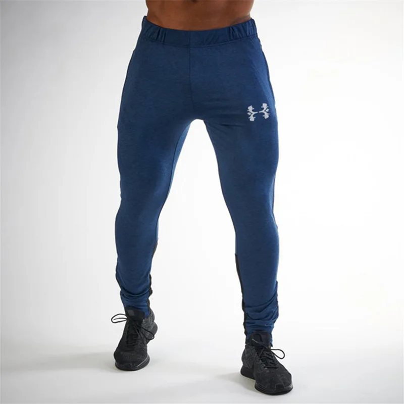 Brand Mens Running Pants Joggers Sweatpants Gym Training Jogging Pants Soccer Leggings Track Pants Fitness Tights Trousers Male - Цвет: Navy