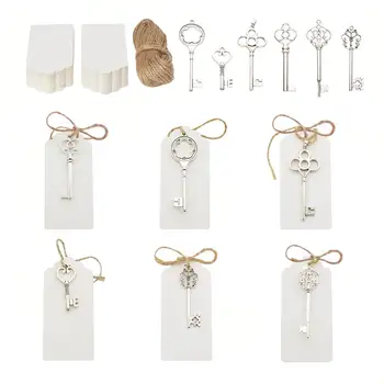 

60pcs Skeleton Key Bottle Opener Charm with 60pcs Escort Card Tag