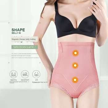 

New Nylon Shaping Pants Women's Lightning Waist Warm Uterine Belly Pants Lace High Waist Body Abdomen Shaping Underwear