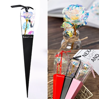 

24K Gold Foil Rose Flower With Box LED Luminous Galaxy Colorful Floral Decor Mother's Day New Year Gift Party Home Decoration