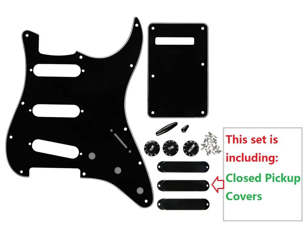 Набор из 3Ply Черная 11 Отверстие накладка на гитару SSS Strat задняя пластина с звукоснимателем Чехлы для гитарных ручек наконечники гитарные части и аксессуары - Цвет: Closed Pickup Covers