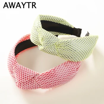 

AWAYTR Soft Rayon Crochet Knotted Hair Band for Girls Solid Color Hairband Women Hair Accessories Wide Side Knot Headbands