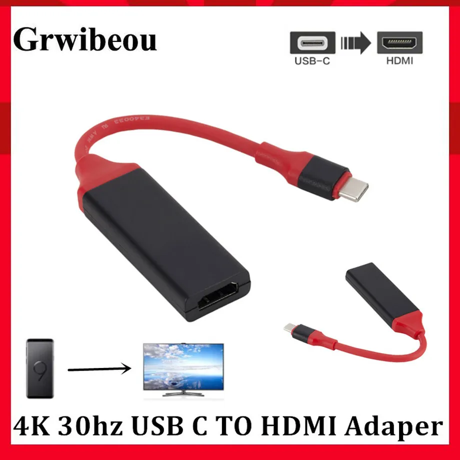 Grwibeou usb type c к hdmi кабель адаптер 4k 30hz USB 3 1 HDMI конвертер Папа мама для ПК компьютер ТВ