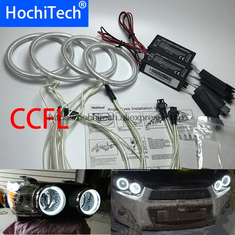 HochiTech for Chevrolet Chevy Aveo 2011 2012 2013 2014 car styling Ultra Bright CCFL Angel Demon Eyes Kit Warm White Halo Ring | Автомобили