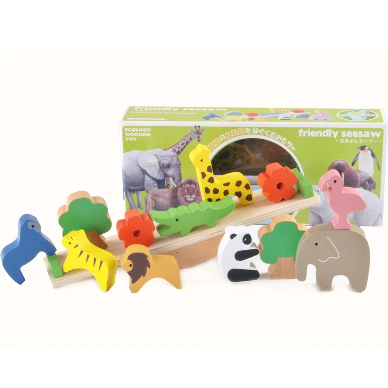 

Educational Baby Toys Kids Toys Improve intelligence Blocks Wooden Learning Toys Gift Montessori Simple Forest Animal Seesaw