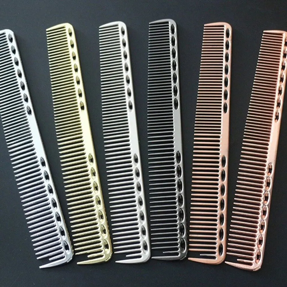 Durable Space Aluminum Hairdressing Cut Comb Anti Static Haircut Comb for Salon Barber Hair Beauty Tool