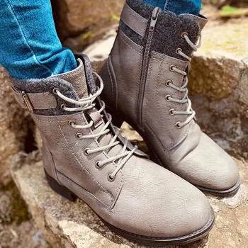 

up Lace Woman Shoes Fashion Short Boots Ladies Dropshipping Female Footwear Women's Ankle Boots Winter Vintage Motorcycle Boots