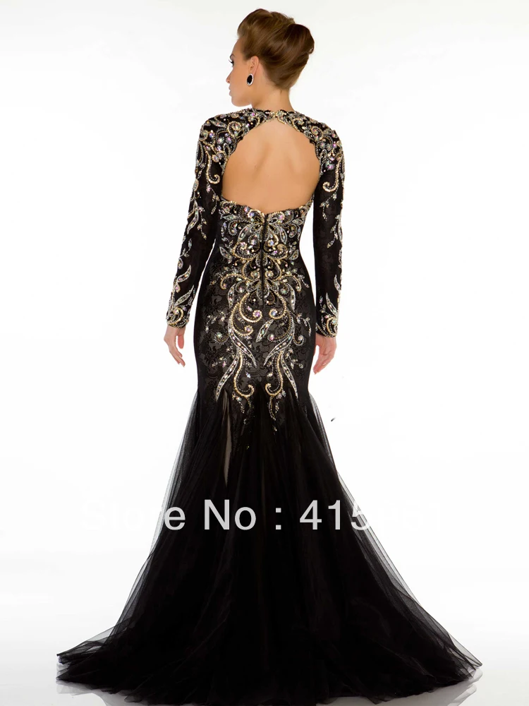 vestido de noiva, роскошное черное платье с кристаллами, кружевное платье с открытой спиной, платье русалки с длинным рукавом, вечерние платья для мам