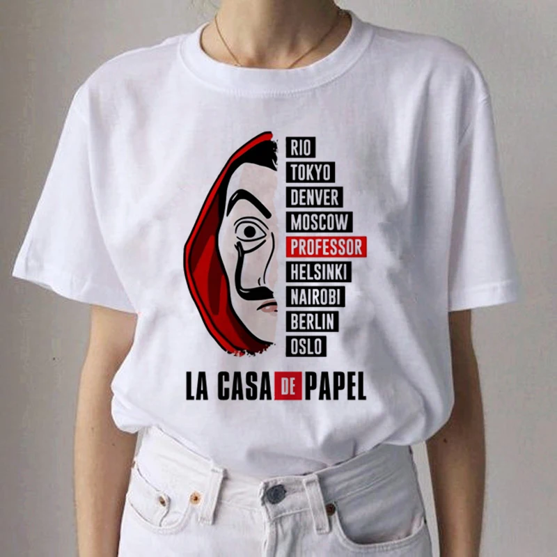 Новая модная летняя футболка с банкнотами для женщин, футболка с изображением дома из бумаги, забавная футболка, повседневные футболки для женщин