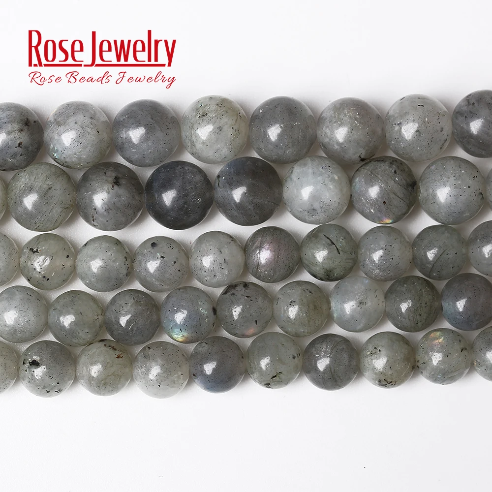Natural Stone Gray Labradorite Beads Round Loose Stone Beads 15 Strand 4 6 8 10 12 MM Pick Size For Jewelry Making DIY Bracelet
