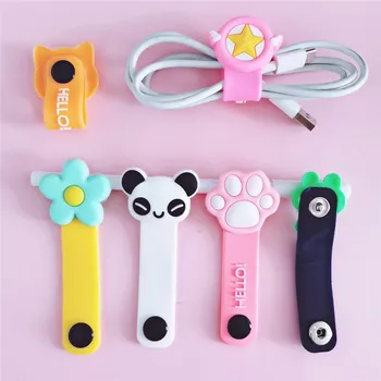

Cute Cartoon Cat Paw Protector Data Line Cord Protector Protective Earphone Cable Organizer Flexible USB Winder Charging Cable