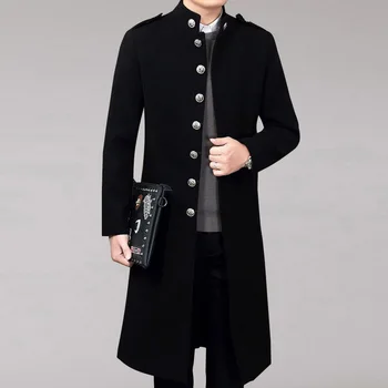 

Trench Coat Casual Men Wool Blends Coat Autumn Winter New Slim Fit High Quality Men's Wool Coats Long Section Coat Male Overcoat