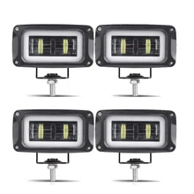 

4Pcs/set 20W For Offroad SUV UTE Boat UTV 4x4 Off-Road Tractor 4 Inch Led Work Light Driving Auto Light With Angel Eye 8D Lens