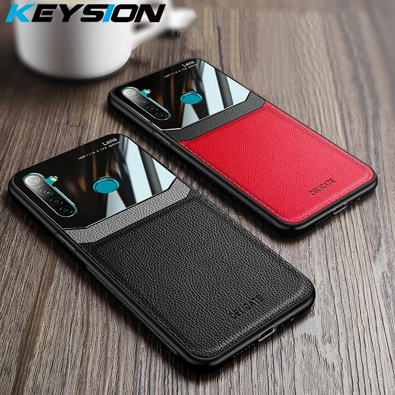 Ударопрочный чехол KEYSION для Xiaomi Redmi Note 8 Pro кожаный зеркальный стеклянный