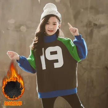 

Teen Girls Sweatshirt Winter Thick Hoodie Letter Boys Sport Sweatshirt for Girls Tops 12 13 Year Kids Outfits Children Clothes