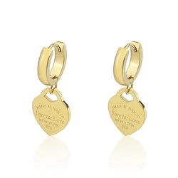 New Style Stainless Steel Fashion Jewelry Heart-Shaped Pendant Earrings Love Earrings For Women's Party Wedding Gifts Wholesale
