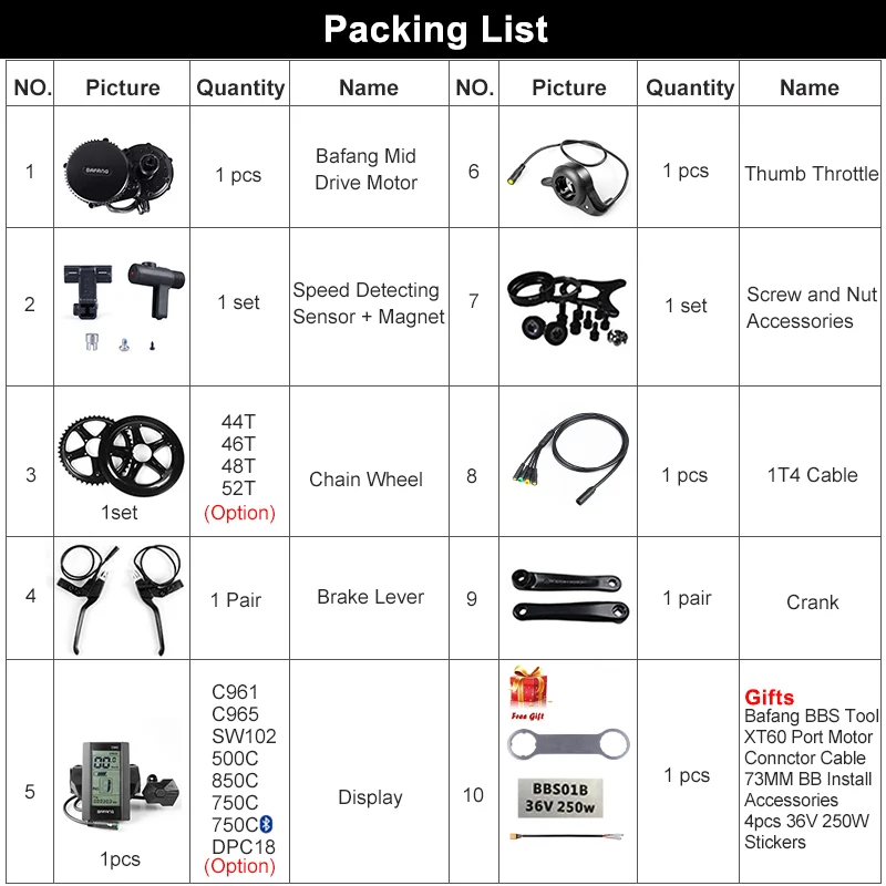 Discount Bafang BBS02B 48V 500W Mid Drive Motor Electric Bike Conversion Kit DPC18 850C P850C 500C C965 Display E Bicycle 8fun BBS02 5