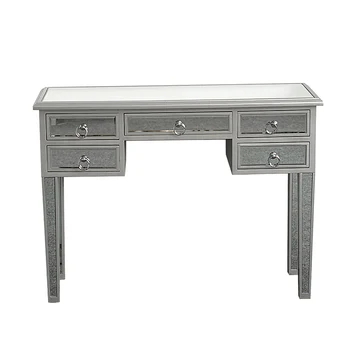 

Dressers Illusions Collection Mirrored Entryway Console 5 drawers storage for personal items make-up and accessories