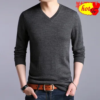 

Sweater Men Cashmere Clothes Autumn Winter Thick Warm 100% Merino Wool Sweaters Plus Size V-Neck Pullover Men
