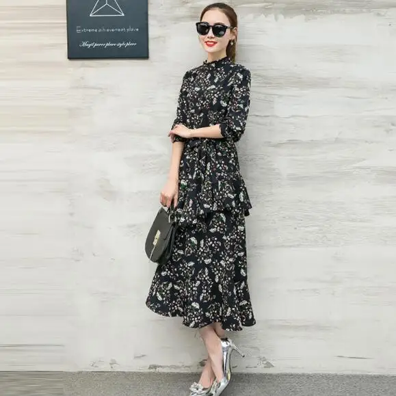 Весеннее асимметричное длинное шифоновое платье для женщин Vestidos с длинным