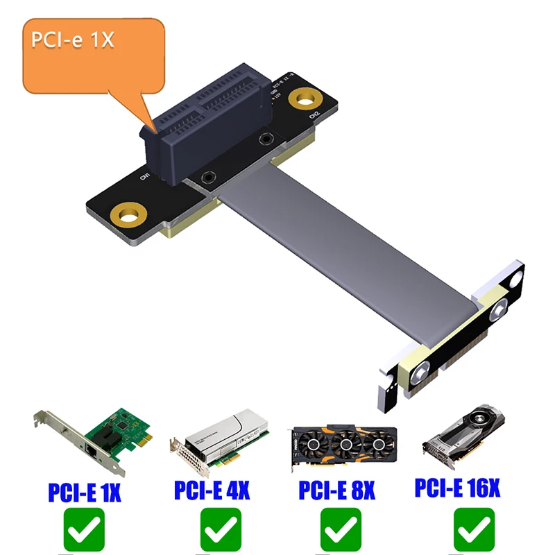 Pcie-cabo de Extensão x1 Riser Ângulo Reto de 90 Graus Pcie 3.0x1 para x1 Cabo de Extensão de 8gbps Pci Express 1x Riser Extensor de Fita de Cartão - Imagem 2