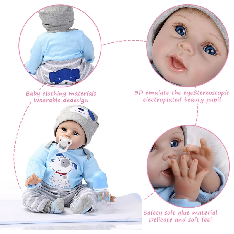 NPK Dolls 55CM Reborn Doll Soft Vinyl Silicone Baby Doll Newborn Realistic Baby Babies Boy girl New Year Gift Accompanying Props