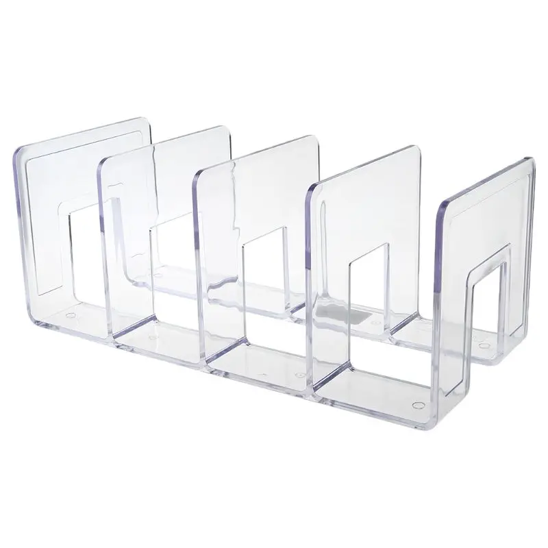 2pcs Plastic Clear Acrylic Bookend Organizer Stand Stationery Book Shelf Holders