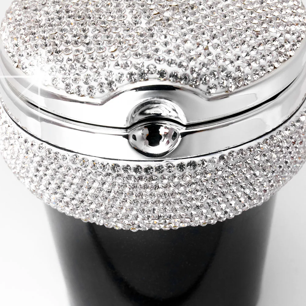 Bling автомобильная пепельница С кристалалми и стразами Портативный Бездымная подставка держатель чашки цилиндр с холодных синих тонах, светодиодный светильник индикатор стайлинга автомобилей
