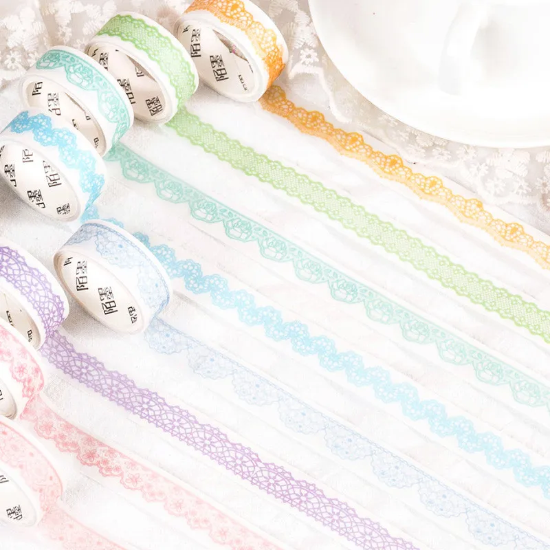 Washi-Cinta de encaje autoadhesiva decorativa para manualidades, para hacer tarjetas de decoración
