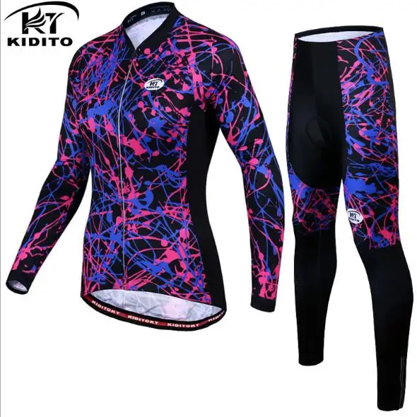 Cycling jersey set women Roupa Maillot ciclismo road Bike Anti-UV Cycling clothing autumn long sleeve jersey sets triathlon suit