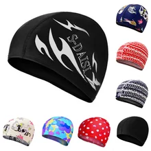 Sfit Fashion Elastic Waterproof PU Fabric Protect Ears Long Hair Sports Swim Pool Hat Swimming Cap Size For Men & Women Adults