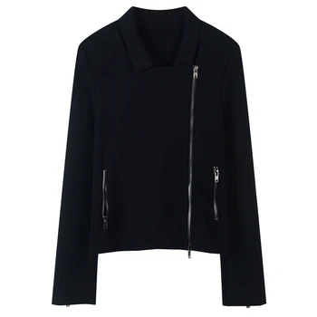 

Runway Elegant Zippers Pockets Women Cardigan Fashion Autumn Winter 2020 Knitted Sweater Tops Ladies Outwear Slim Female Coat